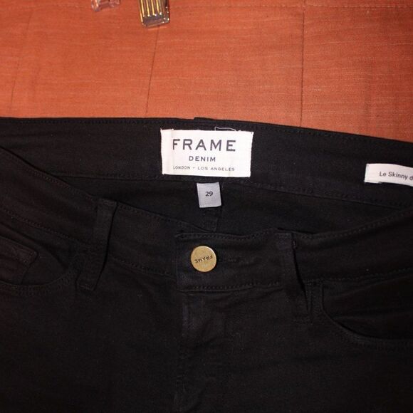 Frame Denim Black Le Skinny de Jeanne Ripped Jeans Women Size 29 - Picture 7 of 13